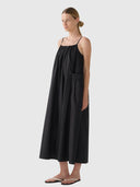 Delphine Dress - Black Cotton Tencel