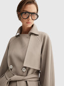 Selena Cropped Trench Coat – Taupe