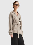 Selena Cropped Trench Coat – Taupe