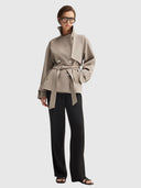 Selena Cropped Trench Coat – Taupe