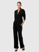 Elvira Embroidered Viscose Stretch Crepe Pant - Onyx