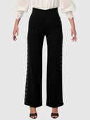 Elvira Embroidered Viscose Stretch Crepe Pant - Onyx