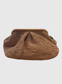 Embellished Floral Raffia Clutch – Natural