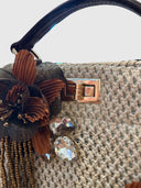 Embellished Raffia Top Handle Bag – Natural