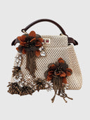 Embellished Raffia Top Handle Bag – Natural