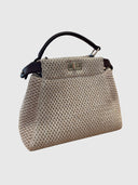 Embellished Raffia Top Handle Bag – Natural