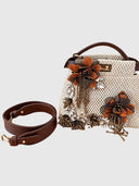 Embellished Raffia Top Handle Bag – Natural