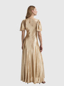 Farfalla V Neck Como Maxi Dress - Cartier Gold