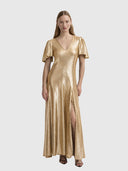 Farfalla V Neck Como Maxi Dress - Cartier Gold