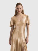 Farfalla V Neck Como Maxi Dress - Cartier Gold