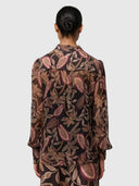Freya Sheer Viscose Blouse with Embellished Neck Detail - Dark Tropique