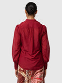 Gillian Cotton Silk Smocked Shirt - Ruby