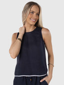 Lugano Top - Navy/White