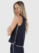 Lugano Top - Navy/White