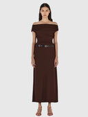 Amara Midi Dress – Chocolate