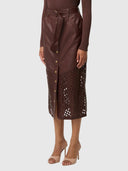 Hypnotic Leather Custom Laser Midi Skirt - Oxblood