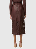 Hypnotic Leather Custom Laser Midi Skirt - Oxblood