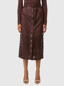 Hypnotic Leather Custom Laser Midi Skirt - Oxblood