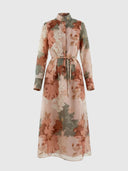Iris Bell Sleeve Shirt Dress - Pink & Green Floral