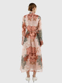 Iris Bell Sleeve Shirt Dress - Pink & Green Floral