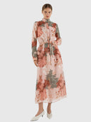Iris Bell Sleeve Shirt Dress - Pink & Green Floral