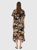 Lyla Midi Dress – Black Spring Leaves