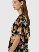 Lyla Midi Dress – Black Spring Leaves