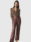 Joan Leather Elasticated Waist Straight Leg - Oxblood