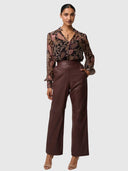 Joan Leather Elasticated Waist Straight Leg - Oxblood