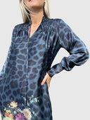 Joelle Dress - Navy Flower Leopard