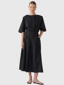 Julietta Skirt - Black Cotton Tencel