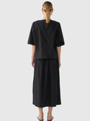 Julietta Skirt - Black Cotton Tencel