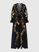 The Midnight Tropics Ruffle Dress