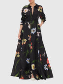 Josephine Silk Gown - Print In Ebony