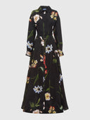 Josephine Silk Gown - Print In Ebony