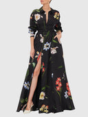 Josephine Silk Gown - Print In Ebony