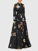 Josephine Silk Gown - Print In Ebony
