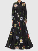 Josephine Silk Gown - Print In Ebony