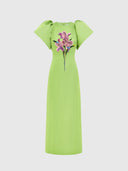 Lucinda Embellished Maxi Dress - Lily Print In Parakeet