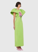 Lucinda Embellished Maxi Dress - Lily Print In Parakeet