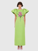 Lucinda Embellished Maxi Dress - Lily Print In Parakeet
