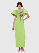 Lucinda Embellished Maxi Dress - Lily Print In Parakeet