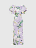 Lucinda Maxi Dress - Lily Blossom Print In Lilac