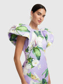 Lucinda Maxi Dress - Lily Blossom Print In Lilac