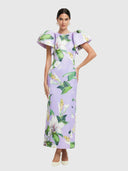 Lucinda Maxi Dress - Lily Blossom Print In Lilac