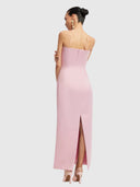 Rayna Embroidered Bustier Maxi Dress - Bouquet Print in Pastel Pink