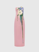 Rayna Embroidered Bustier Maxi Dress - Bouquet Print in Pastel Pink