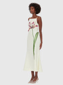 Regina Embellished Wool Blend Midi Dress - Snow