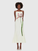 Regina Embellished Wool Blend Midi Dress - Snow