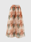 Melinda Maxi Skirt - Pink Green Floral